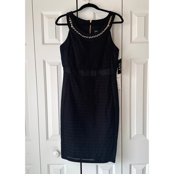 Jax Dresses & Skirts - JAX Women Black Textured Chain Neck Sheath Dress Size 10 NWT 1PJU006M
